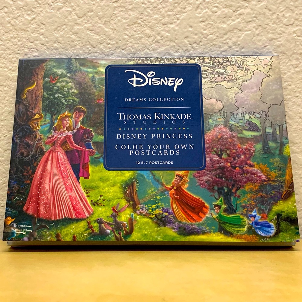 Thomas Kinkade Studios Disney Princess Color Your Own 5x7” Postcards Book of 12